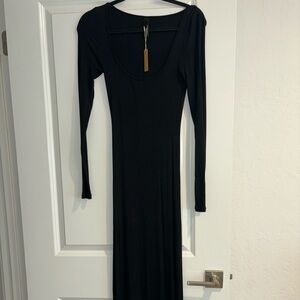 SKIMS Black Long Sleeve Maxi Dress